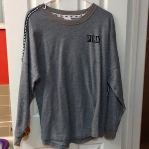 VS PINK GRAY LONG SLEEVE SHIRT